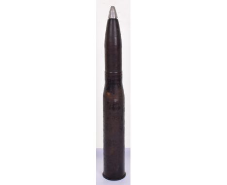 Inert WW2 German Sturmgeschutz (Stug) HE Assault Gun Shell, brass shell body with the original head. Stampings to the bottom 