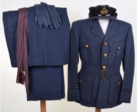 WW2 WAAF Officers Full Uniform, fine example consisting of four pocket officers service dress tunic with gilt metal kings cro