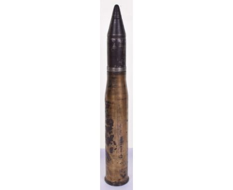 Inert WW2 German Sturmgeschutz (Stug) Armour Piercing Assault Gun Shell, brass shell body with the original head. Stampings t