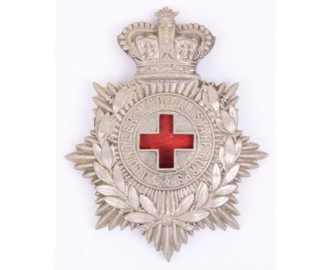 Victorian Volunteer Medical Staff Corps Other Ranks Helmet Plate, white metal crowned eight pointed star back plate with laur