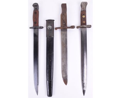 British 1888 Lee Metford Mk 1 Bayonet, being the second type with two brass nuts securing the wooden grips. Double edged knif