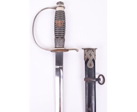 Third Reich SS Police Officers Dress Sword by Alcoso Solingen, fine example with nickel silver “D” shaped guard with top pomm