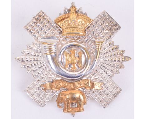 Highland Light Infantry Officers Silver Gilt Glengarry Badge, multi-piece example stamped silver, William Anderson & Sons mak
