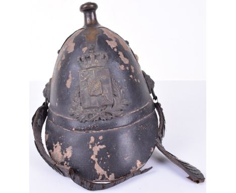 Bavarian Model 1853 Burgerwehr Officers Helmet, in untouched as found condition. The helmet is complete with its original cro