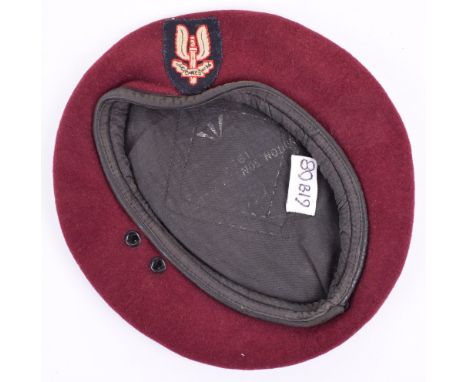 Post WW2 Artists Rifles / 21st Special Air Service (S.A.S) Beret, fine maroon airborne pattern beret with embroidered Special