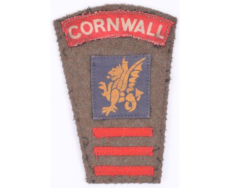 WW2 43rd Division 214th Brigade 5th Battalion Duke of Cornwall’s Light Infantry Battle Dress Combination Insignia, printed CO