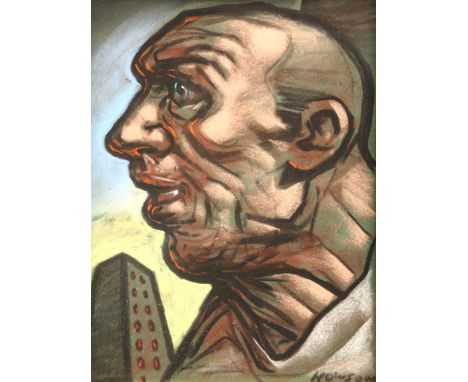 Peter Howson OBE (Scottish born 1958) ARR, Framed pastel on paper, signed, Untitled, Head Profile, 28cm x 22cm