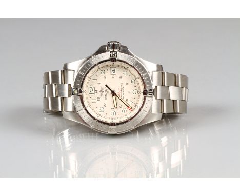 Gents Breitling Colt Quartz II Chronometer, 44mm steel case, cream coloured dial, steel bracelet, quartz movement, with paper