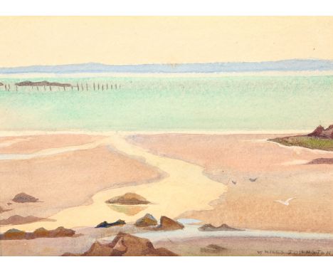 William Miles Johnston (Scottish 1893-1974) ARR, Framed watercolour, signed, ‘West Coast Seascape’, 13cm x 17.5cm