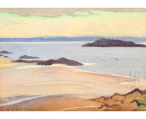 William Miles Johnston (Scottish 1893-1974) ARR, Framed watercolour, signed, ‘West Coast Seascape’, 13cm x 18cm