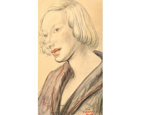 William Drummond Bone (Ayr 1907-1979) ARR, Framed pencil and watercolour, signed, ‘A portrait of a lady’, 29cm x 17cm