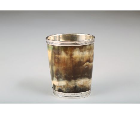 George III silver lined horn, ‘Hunting Cup’ engraved ‘The Honourable Arthur Dutt of Drton’, Assay marked Edinburgh 1808