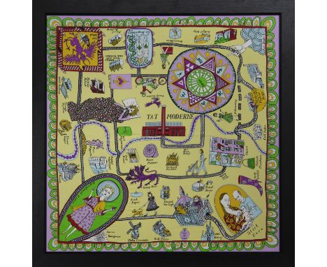 * GRAYSON PERRY RA (BRITISH b. 1960), 100% SILK SCARF 100% silk, produced for the Tate image size 91cm x 88cm, overall size 9
