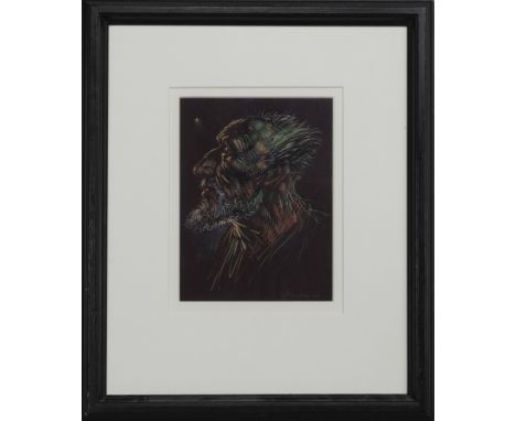 * PETER HOWSON OBE (SCOTTISH b. 1958), STARGAZER pastel on paper, signed and dated '06 image size 27cm x 20cm, overall size 5