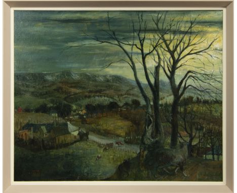 * WILLIAM BIRNIE RSW RGI (SCOTTISH 1929 - 2006), THE CAMPSIES FROM BALFRON oil on board, signed and dated '56, titled label v