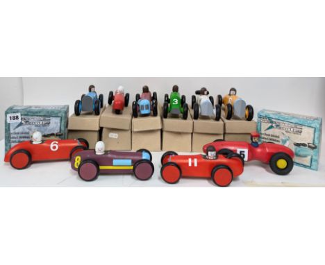 Checkpoint, 'Vintage Racing Cars' - 'Alfa Romeo 1930' wooden model automobile, unboxed, with 9 Checkpoint models [3 unboxed, 