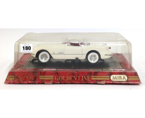 Mira, 'Golden Line Collections', '1954 Chevrolet Corvette- White' diecast model automobile, 1/18 scale, boxed. (1)