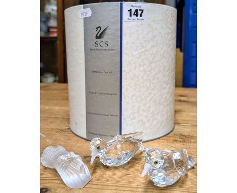 Swarovski Crystal Glass, Annual Edition 1989 'Amour' - 'The Turtledoves', boxed,  (Turtledoves are not fixed to the branch, b