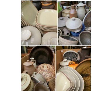 A quantity of studio pottery home wares  including St Ives pottery, David Lloyd Jones, Danish pottery, etc (five boxes)