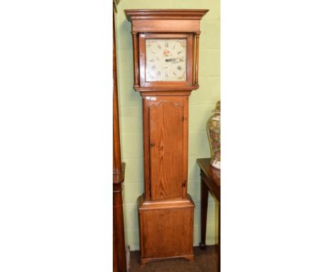 A thirty hour pine longcase clock, painted dial signed Lewthwaite, Ulverston