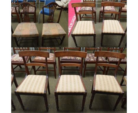 Five Victorian mahogany ladder back dining chairs and two George III style mahogany dining chairs (7)