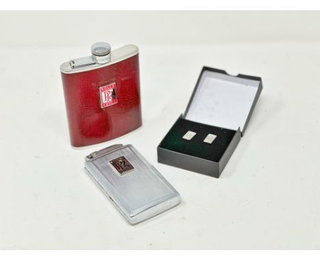 A 1979 commemorative red badge motoring drinks flask as offered to celebrate 75-year anniversary of Rolls-Royce motor cars, a
