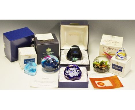 Caithness paperweights - Millennium Celebration series 4, 1/1 signed Colin Terris;  another Moonflower, unmarked with paperwo