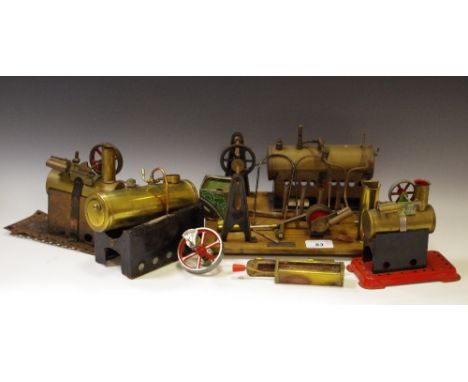 A static live steam engine by Mersey Model Co. Ltd of Liverpool, mounted on a wooden plinth; others etc.