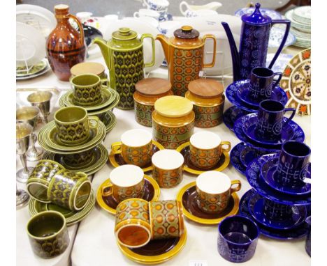 A Portmerion Totem coffee service for six; a Hornsea Heirloom tea setting for six; a Hornsea Bronte coffee service for six; H