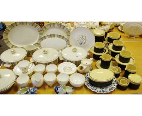 Ceramics - Midwinter Sienna graduated meat plates, tureens and covers; Royal Stafford Persian Tree teaware; Hornsea coffee se