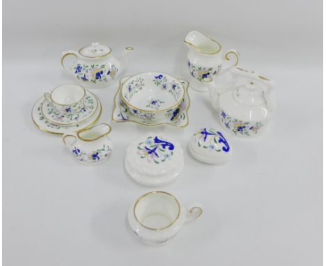 Collection of Coalport 'Pagent' patterned miniature porcelains to include a teaset, an egg, trinket dishes etc., (a lot) 