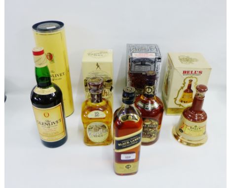 The Glenlivet, aged 12-years, 1l, Cardhu Single Malt Highland Scotch Whisky, 12-years, 750ml, Chivas Regal Whisky, 1l, and a 