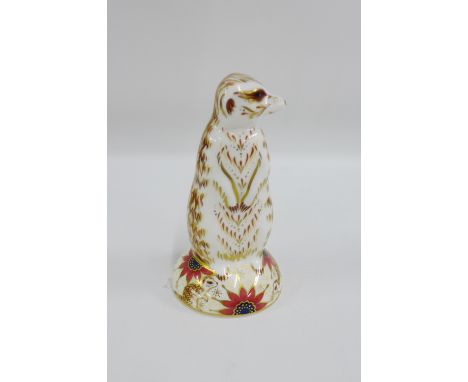 Royal Crown Derby Imari Meerkat paperweight, with gold stopper, with printed backstamps and date code for 2006, 14cm high 