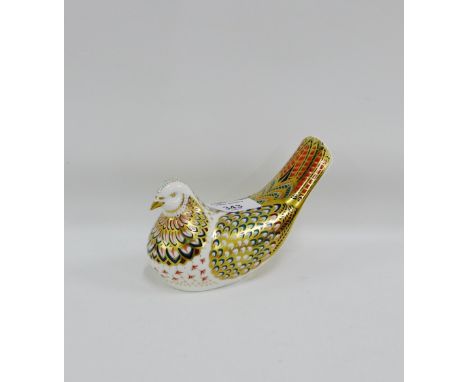 Royal Crown Derby bird paperweight with gold stopper and date code MMI