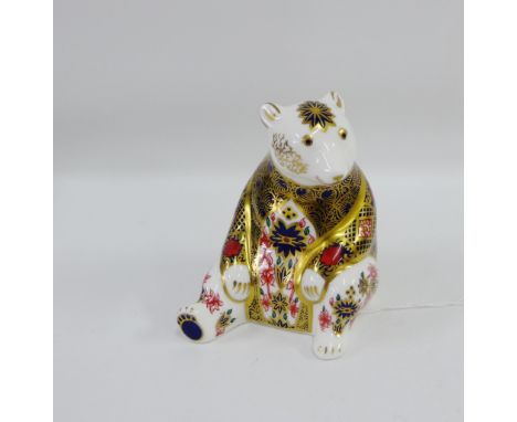 Royal Crown Derby 'Imari' Bear paperweight, with stopper, with printed backstamps and dale code LX for 1997, 10cm high