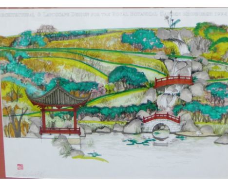 Ke-Shi Chen  Architectural and Landscape Design for the Royal Botanical Garden, Edinburgh, 1994'  Watercolour and ink,  signe