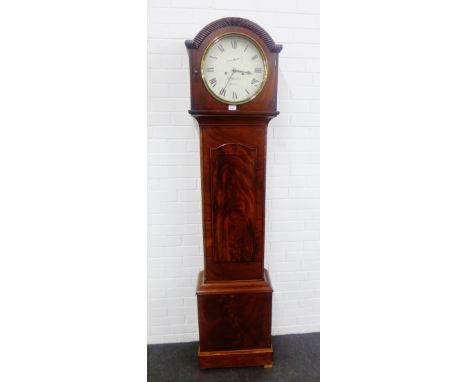 19th century longcase clock, with domed top over a circular dial inscribed McMaster Dublin, in a flame mahogany case, by McMa