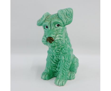 Sylvac green glazed dog, with impressed model No.1379, 20cm high 