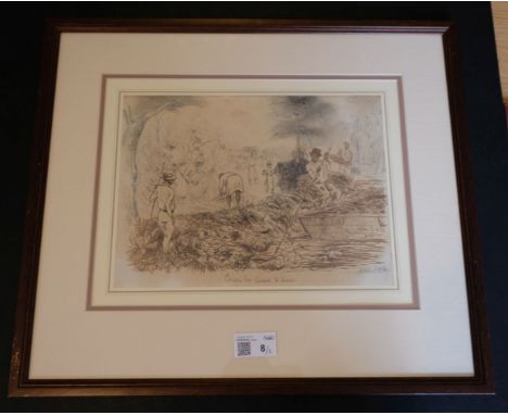 * Dutch East Indies. Coupe des cannes a Jawa [Cutting the canes at Java], pen &amp; brown ink and pencil on paper, depicting 