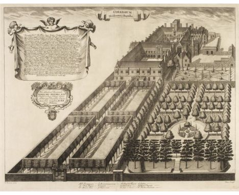 * Oxford. Williams (William), Collegium Divi Joannis Baptistae, [1733], uncoloured aerial prospect of St Johns College, engra