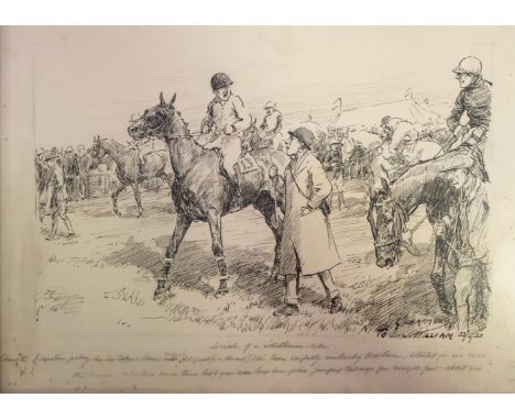 * Armour (George Denholm, 1864-1949). Trials of a Gentleman Rider, pen &amp; ink drawing on paper, signed lower right with pr