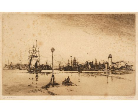* Mason (Frank Henry, 1876-1965). Harbour Lights: Shields, etching on paper, printed with plate tone, signed lower left, titl