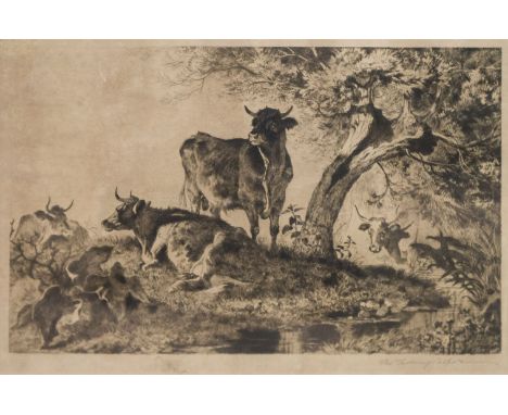 * Cooper (Thomas Sidney, 1803-1902). Cattle Resting beneath a Tree, etching with drypoint on wove paper, with an Artist Londo