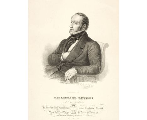 * Roscioni (Vincenzo). Gioachino Rossini, Rome, Martelli, 1847, uncoloured lithograph on pale cream wove paper, sheet size 42