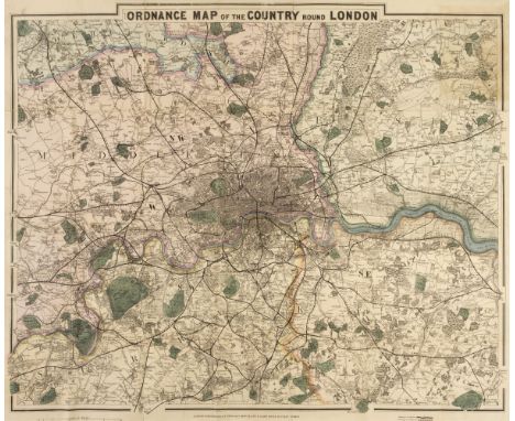 London. Cruchley (George Frederick). Ordnance Map of the Country round London, circa 1875, lithographic folding map with cont