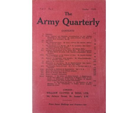 The Army Quarterly. 220 volumes, A near-complete run, October 1920 to January 1976 (lacking July &amp; October 1970 and Janua