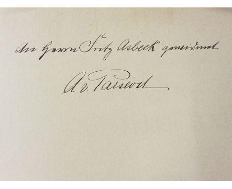 D?rr (Dr.-Ing. E. H. L.). 25 Jahre Zeppelin-Luftschiffbau, 1st edition, Berlin: G. M. B. H., 1925, inscriped to the front end