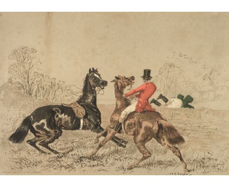 * Herring (Joseph F. Snr.). Four Hunting prints, Vincent Brooks Ltd, circa 1880, four lithographs with contemporary hand-colo