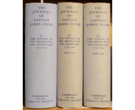 Cook (Captain James). The Journals of Captain James Cook on his Voyages of Discovery, edited by J.C. Beaglehole, volumes II-I