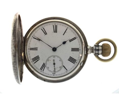 Late 19th/early 20th century gentleman's white metal full hunter pocket watch by L. Hainz, Prague, (Ludvík Hainz), the white 